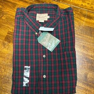 Woolrich short sleeve nwt holiday plaid size xxl outdoor rugged wear 💯 cotton